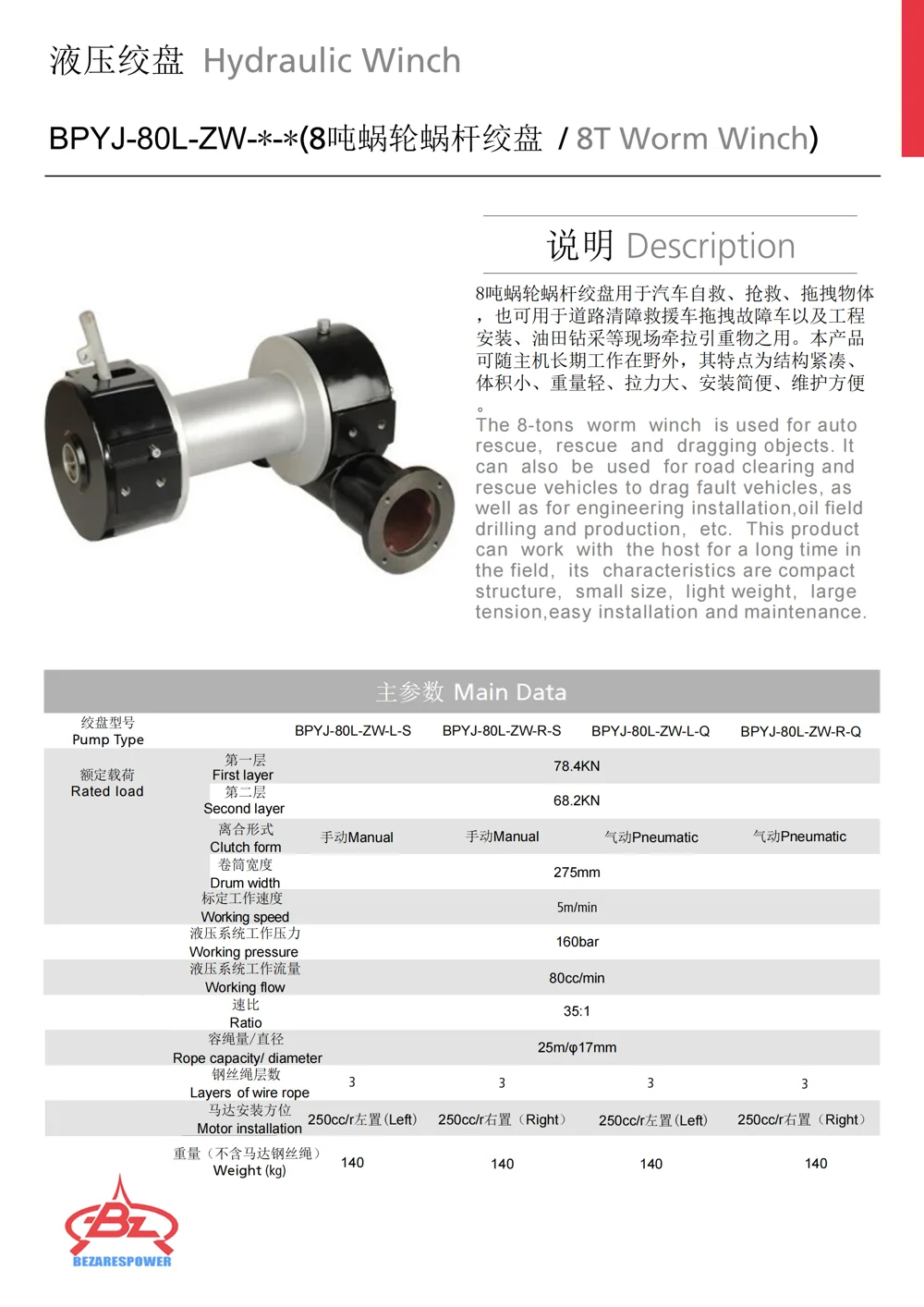 蜗轮蜗杆 BPYJ-80L 系列 — 技术资料 1